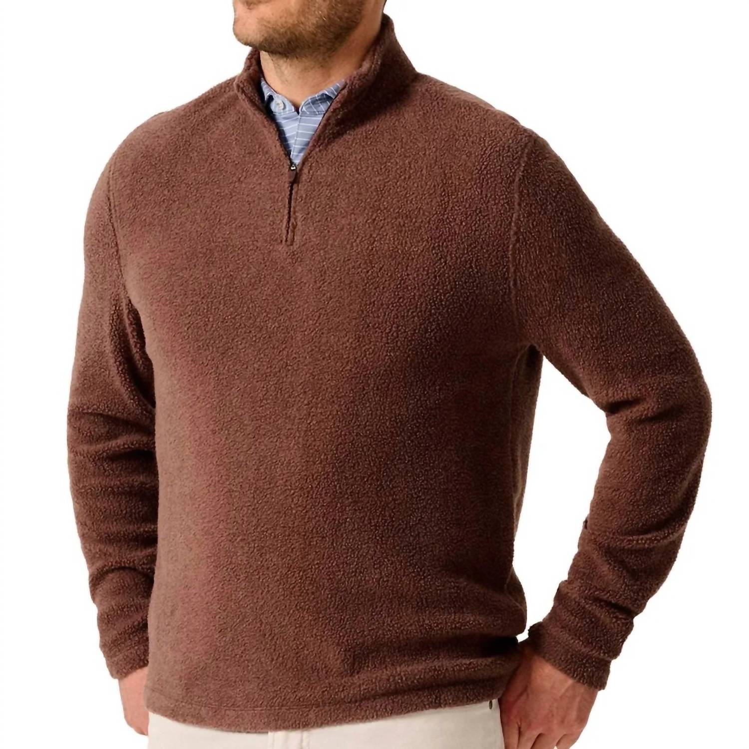 JOHNNIE-O Dion 1/4 Zip Sweater in mushroom - men's sweater