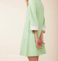 spartina 449 Taylor Jersey 3/4 Sleeve Dress in pistachio green - women's dress - detail view