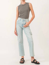 Dear John Denim - 90s Super High Rise Ankle Straight Jeans - blue - clothing - cotton - blend