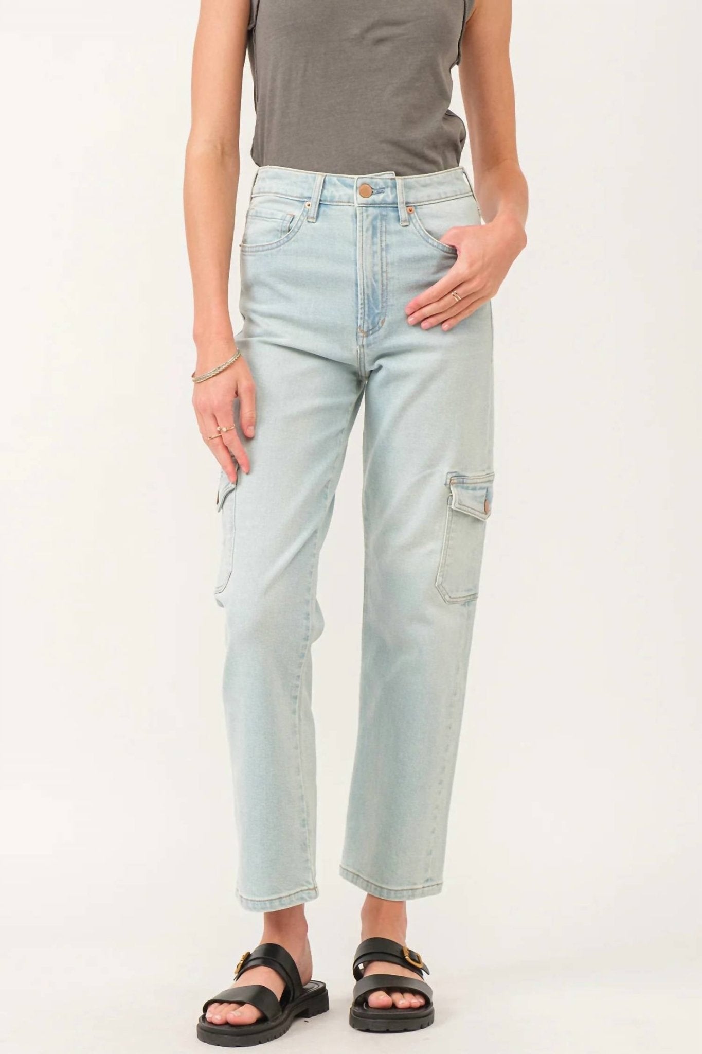 Dear John Denim - 90s Super High Rise Ankle Straight Jeans - blue - clothing - cotton - blend