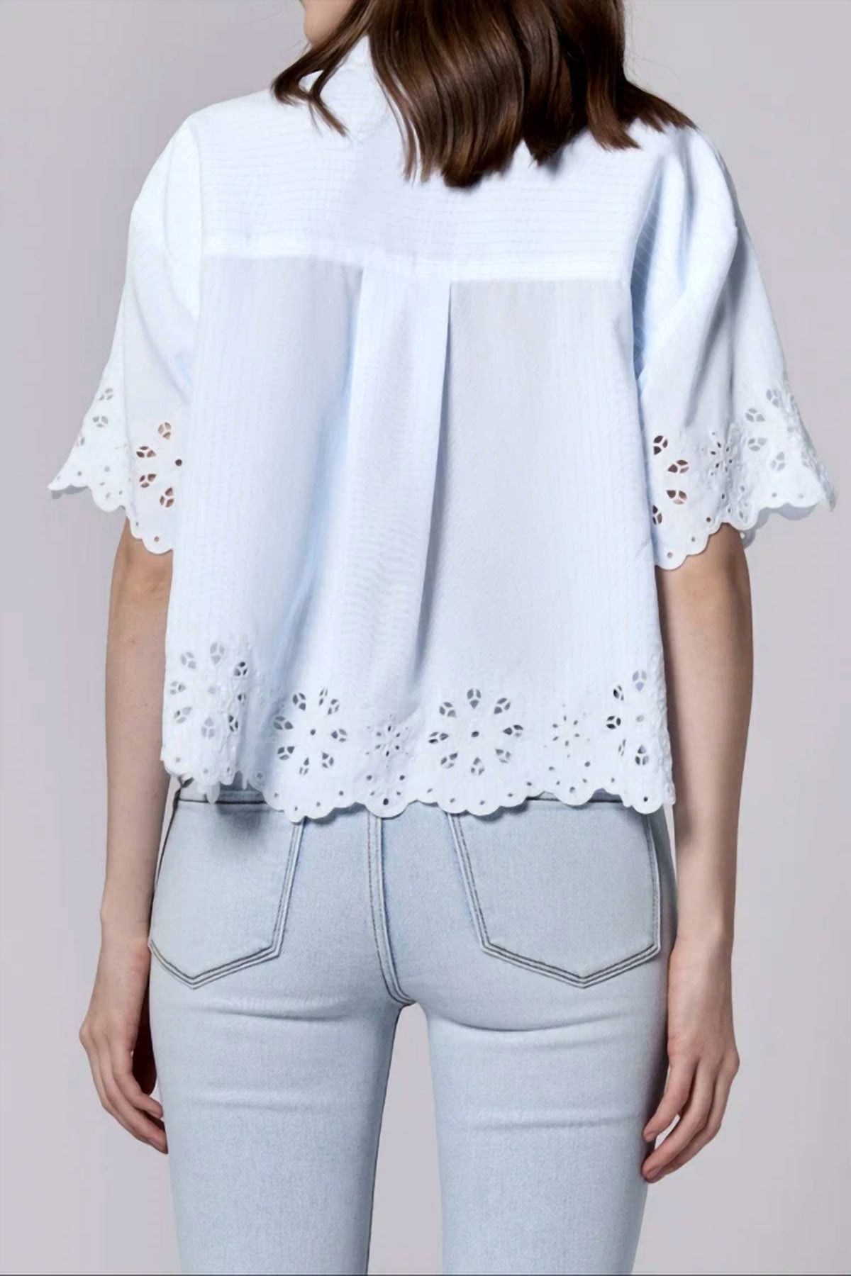 Dear John Denim - Ansel Cropped Eyelet Button Down Shirt
