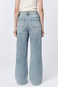 Dear John Denim - Audrey High Rise Wide Leg Jean - blue - clothing - cotton - blend