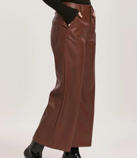 Dear John Denim - Audrey Super High Rise Cropped Wide Leg Pants - brown - clothing - pants