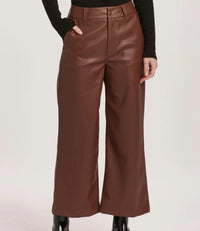 Dear John Denim - Audrey Super High Rise Cropped Wide Leg Pants - brown - clothing - pants