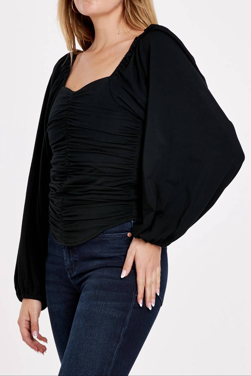 Dear John Denim - Baldwin Ruched Top - black - blouses - clothing