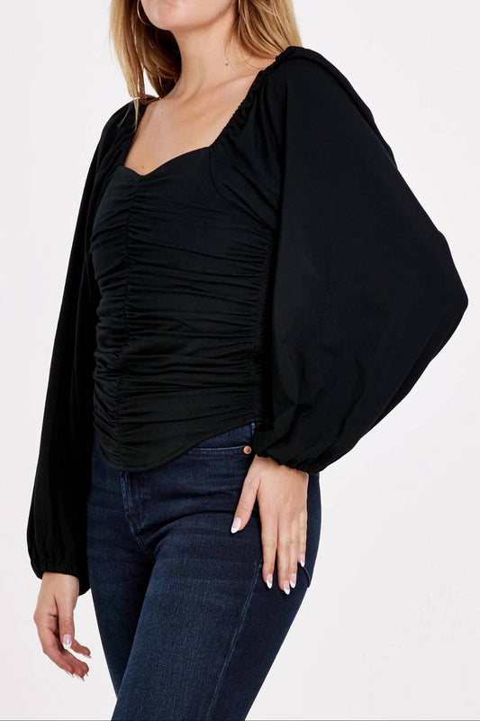 Dear John Denim - Baldwin Ruched Top - black - blouses - clothing