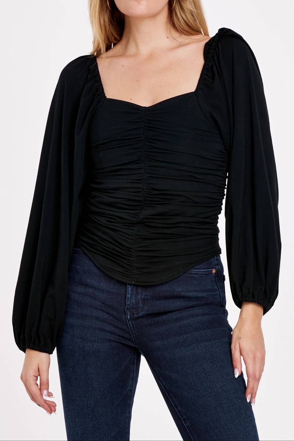 Dear John Denim - Baldwin Ruched Top - black - blouses - clothing