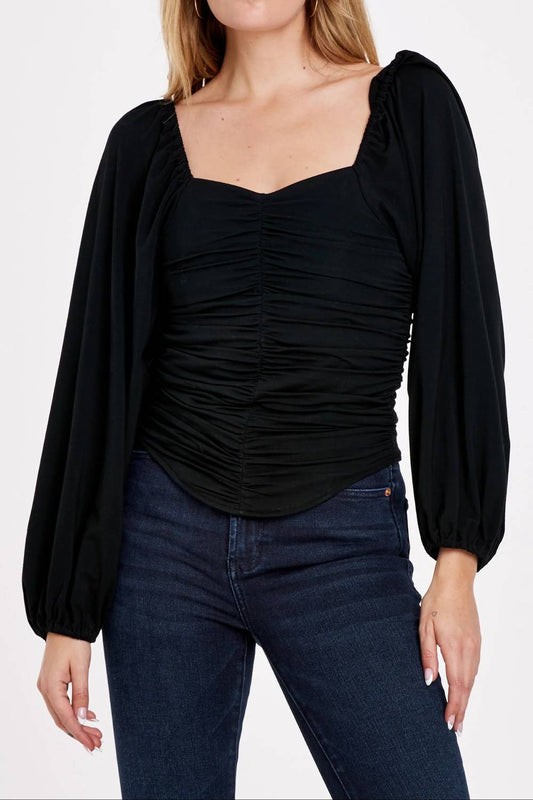 Dear John Denim - Baldwin Ruched Top - black - blouses - clothing