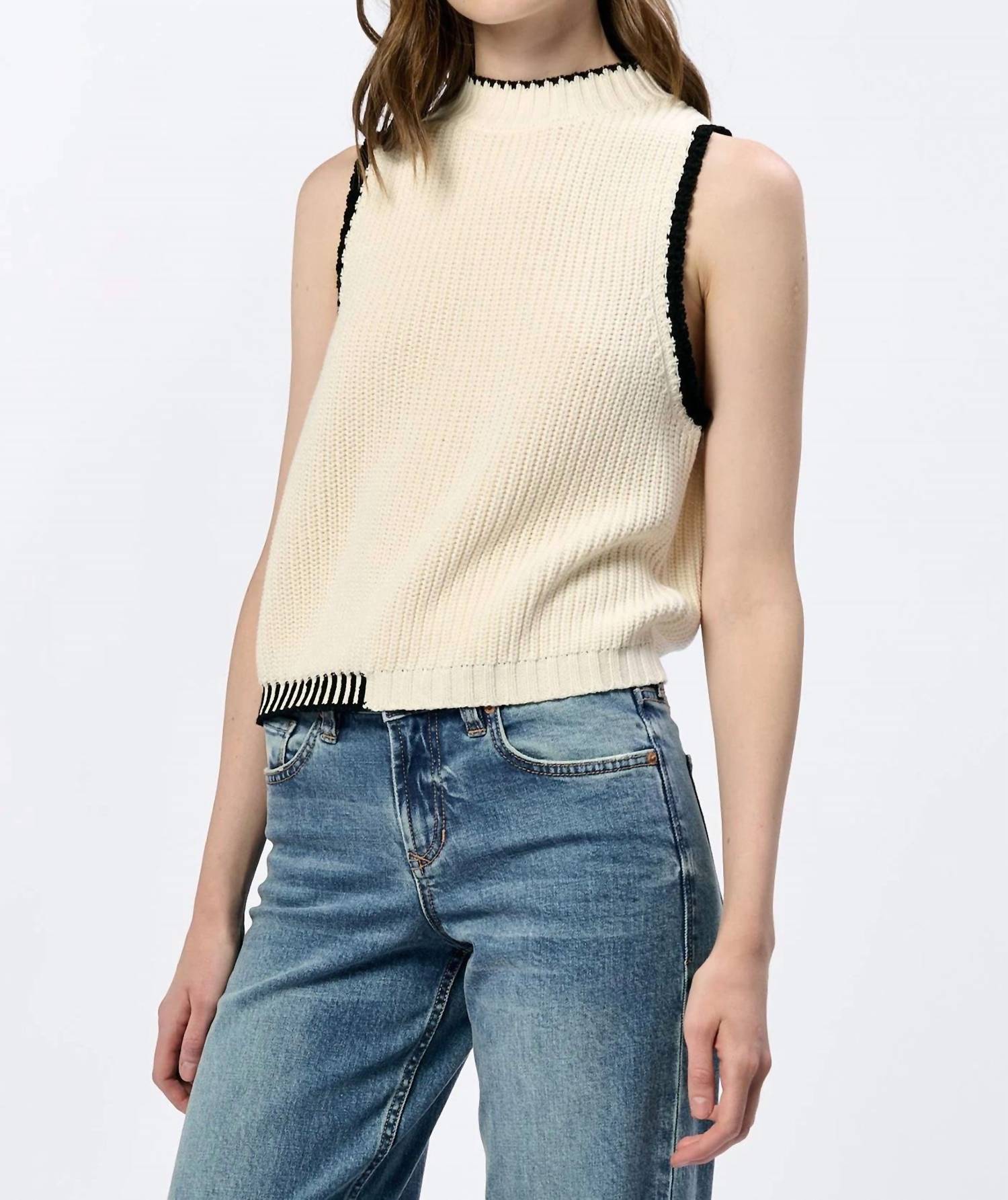 Dear John Denim - Birna Sleeveless Sweater - beige - clothing - cotton