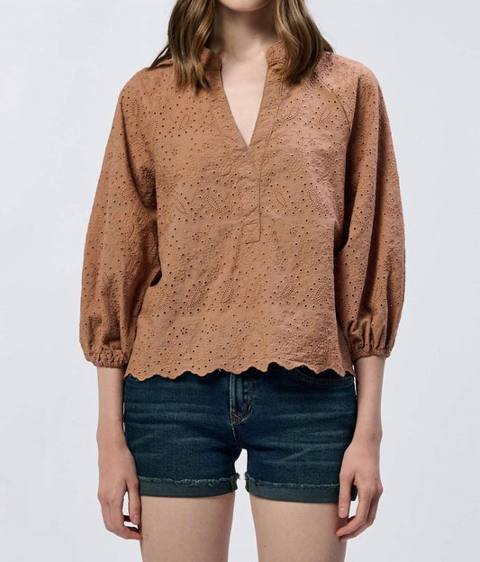 Dear John Denim - Carmelita Eyelet Top - blouses - brown - clothing