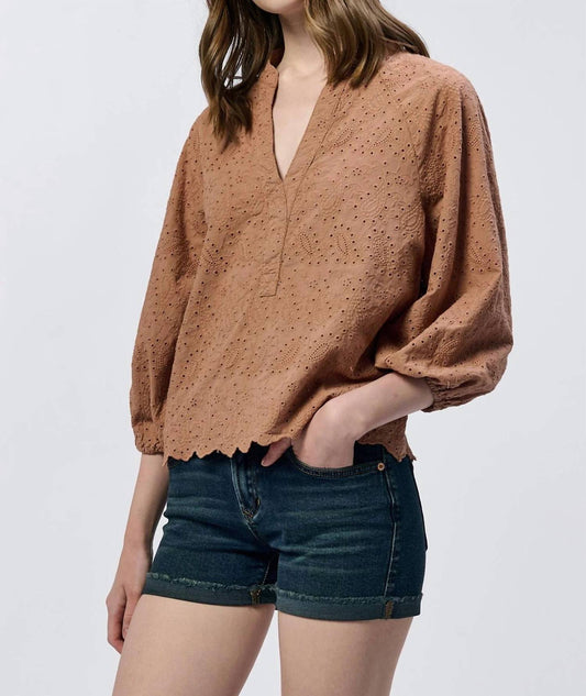 Dear John Denim - Carmelita Eyelet Top - blouses - brown - clothing