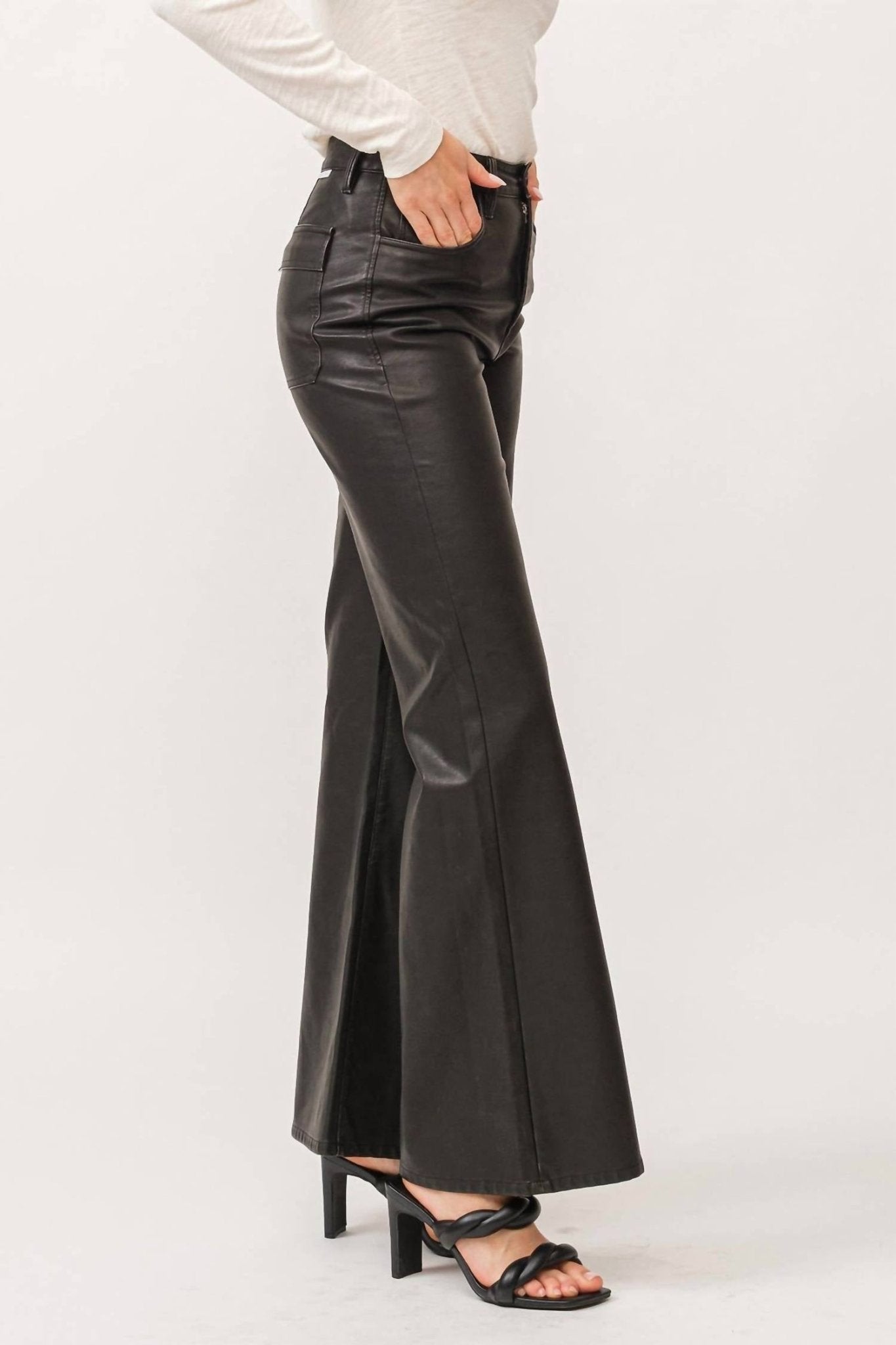 Dear John Denim - Fiona High Rise Leather Jeans - black - clothing - high - rise