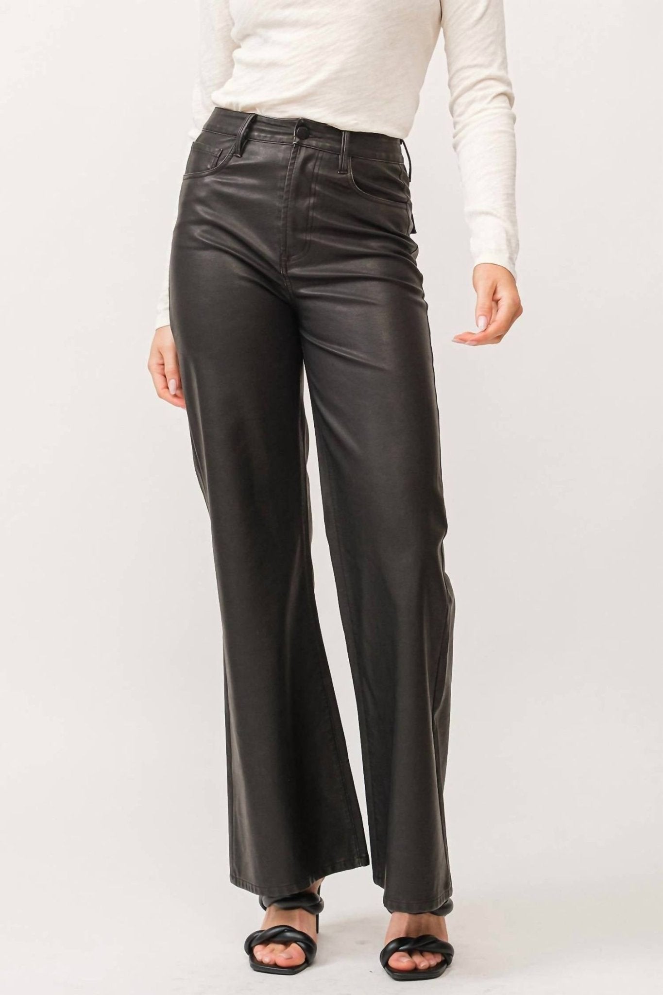 Dear John Denim - Fiona High Rise Leather Jeans - black - clothing - high - rise