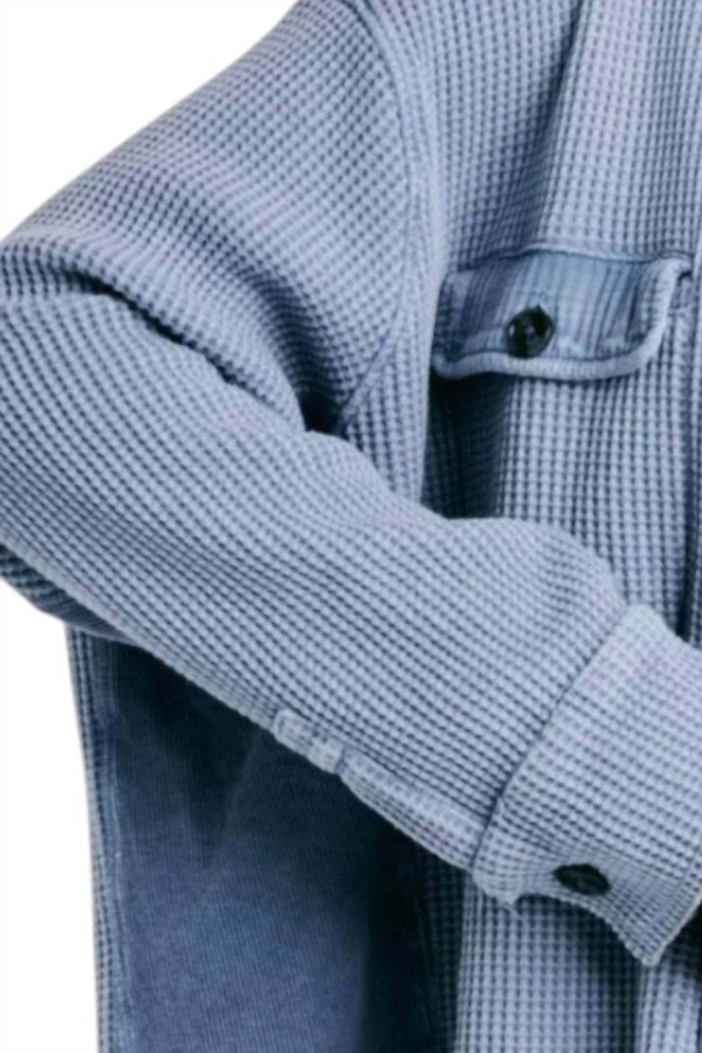 Dear John Denim - Foster Buttoned Thermal Shirt - blouses - blue - clothing