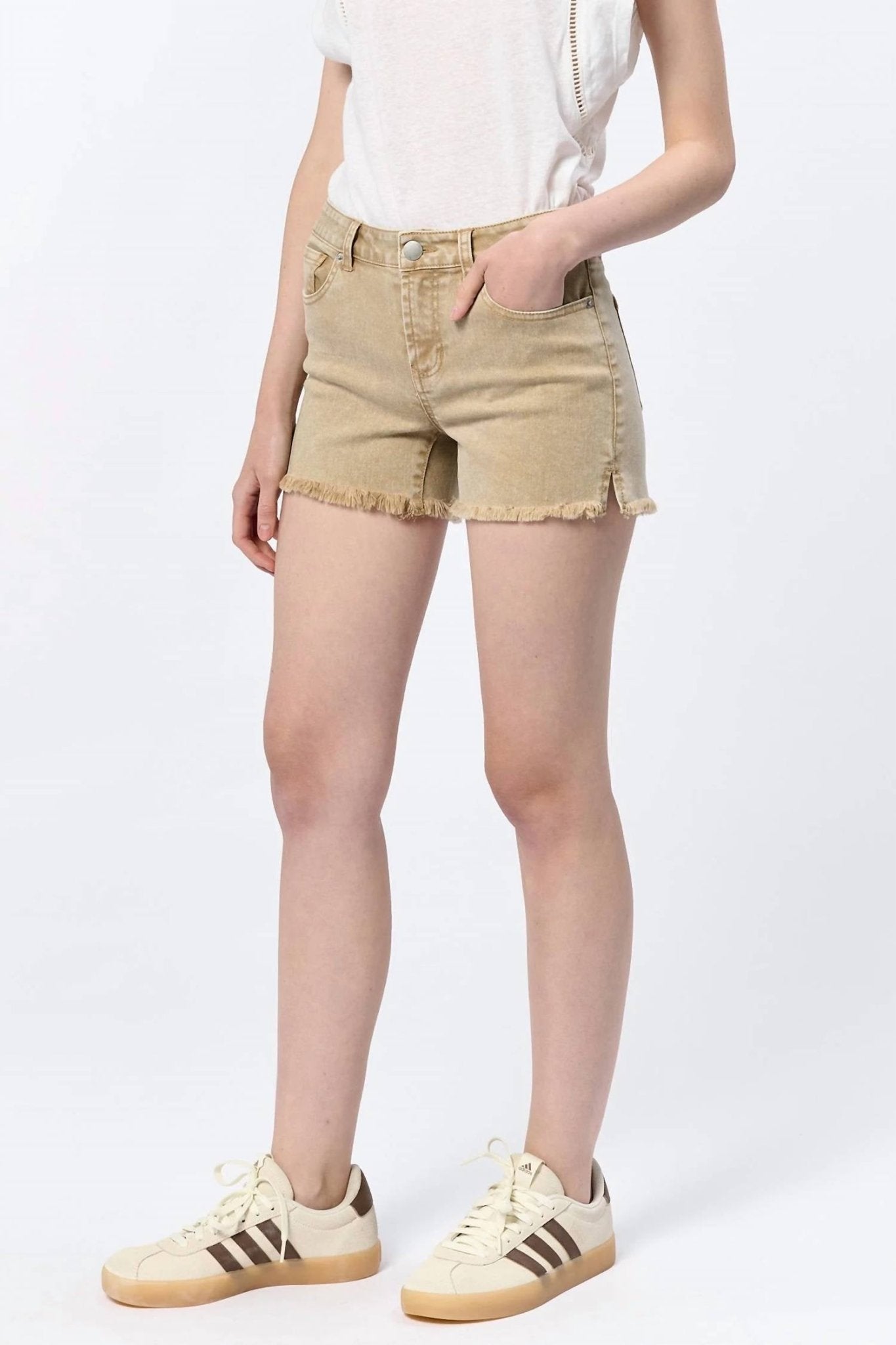 Dear John Denim - Gigi Mid Rise Short - beige - clothing - cotton - blend