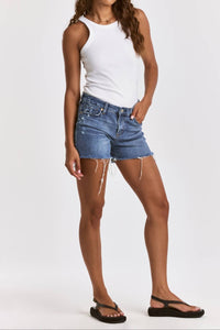 Dear John Denim - Gigi Mid Rise Shorts - blue - clothing - cotton - blend