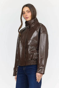 Dear John Denim - Greyson Funnel Neck Faux Leather Jacket