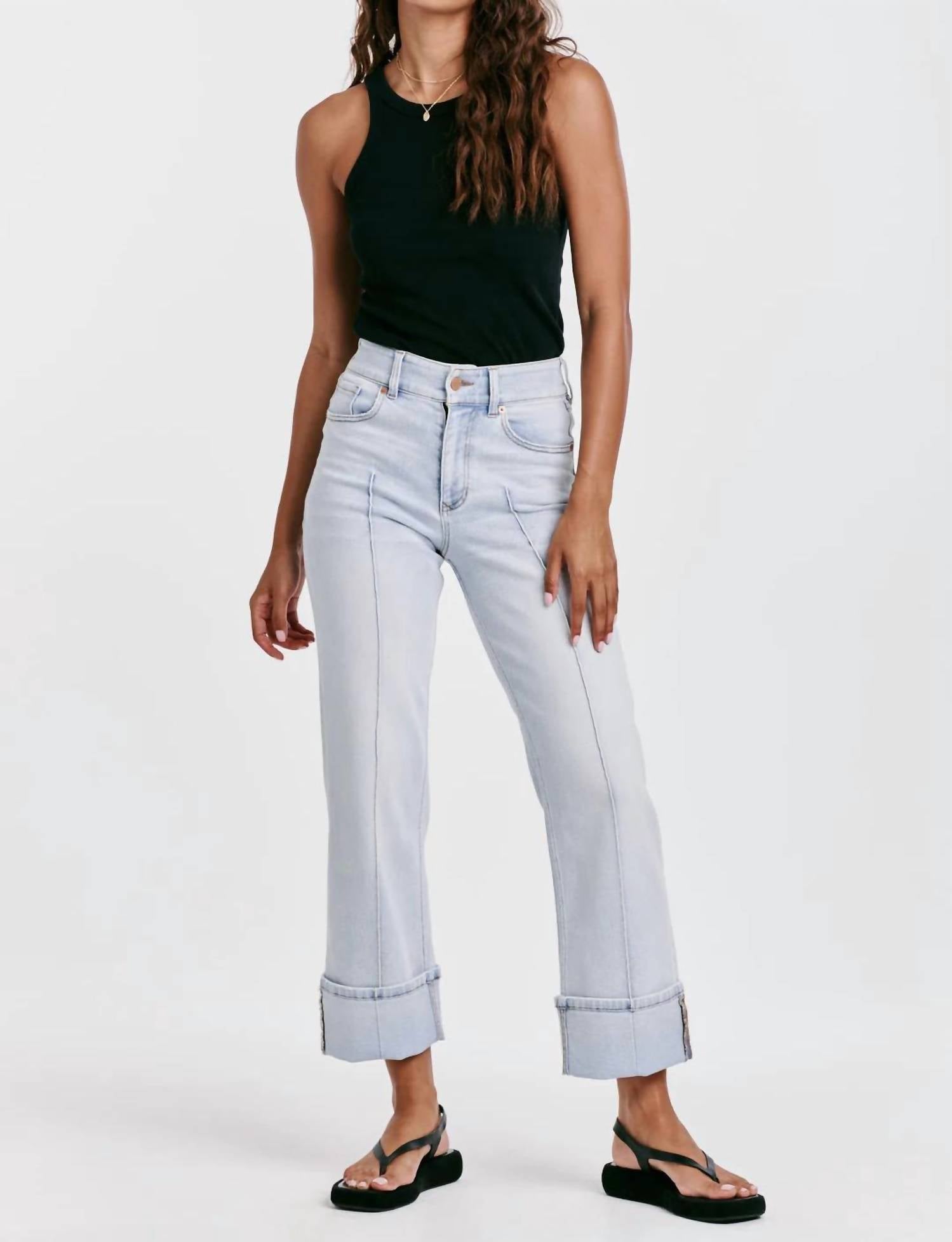 Dear John Denim - Holly Super High Rise Cuffed Straight Jeans - clothing - cotton - blend - jeans