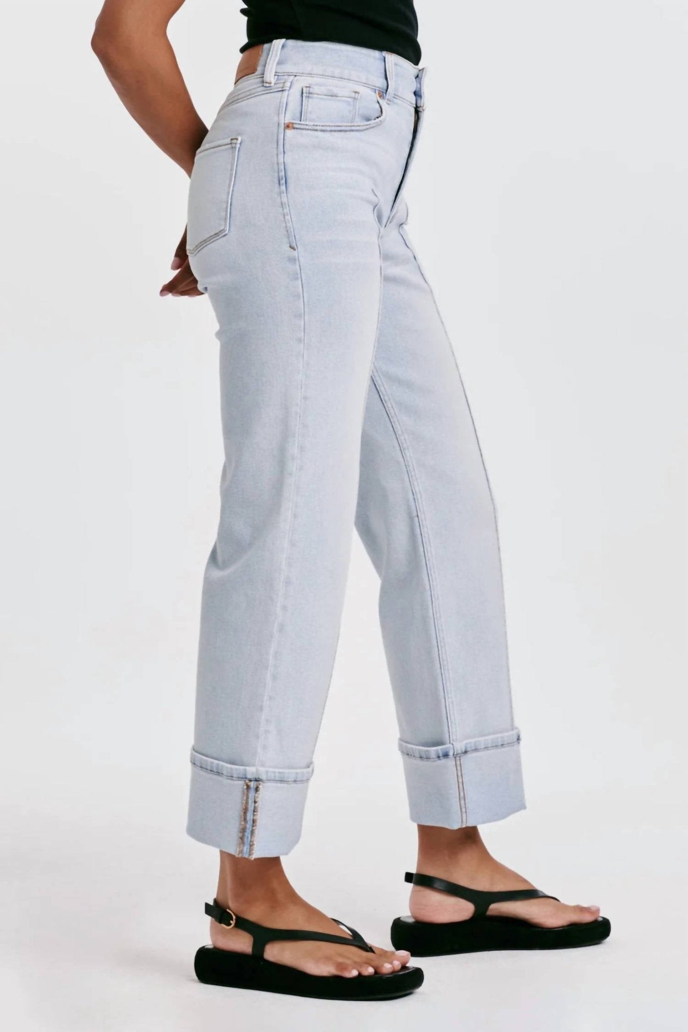 Dear John Denim - Holly Super High Rise Cuffed Straight Jeans - clothing - cotton - blend - jeans