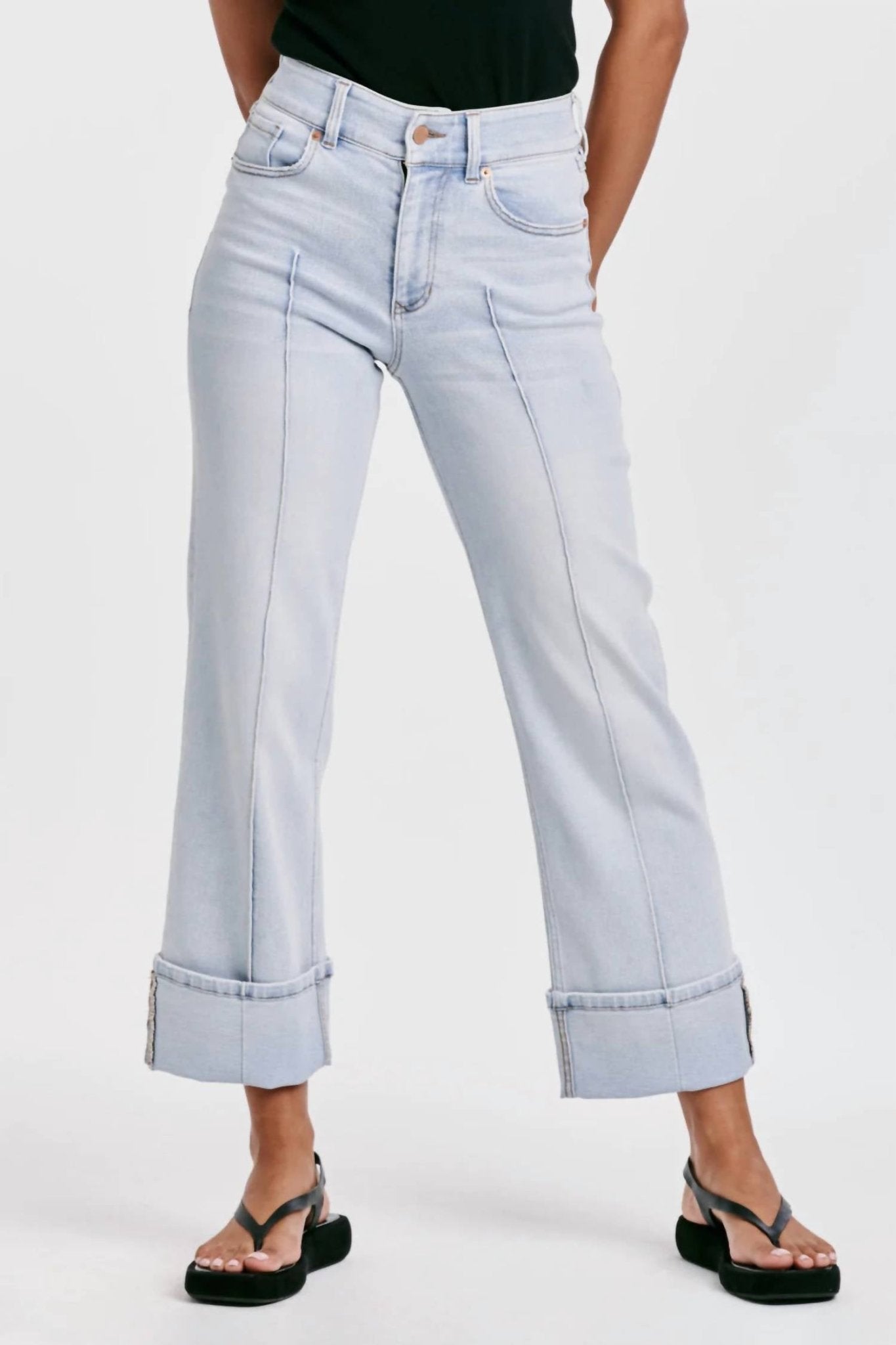 Dear John Denim - Holly Super High Rise Cuffed Straight Jeans - clothing - cotton - blend - jeans