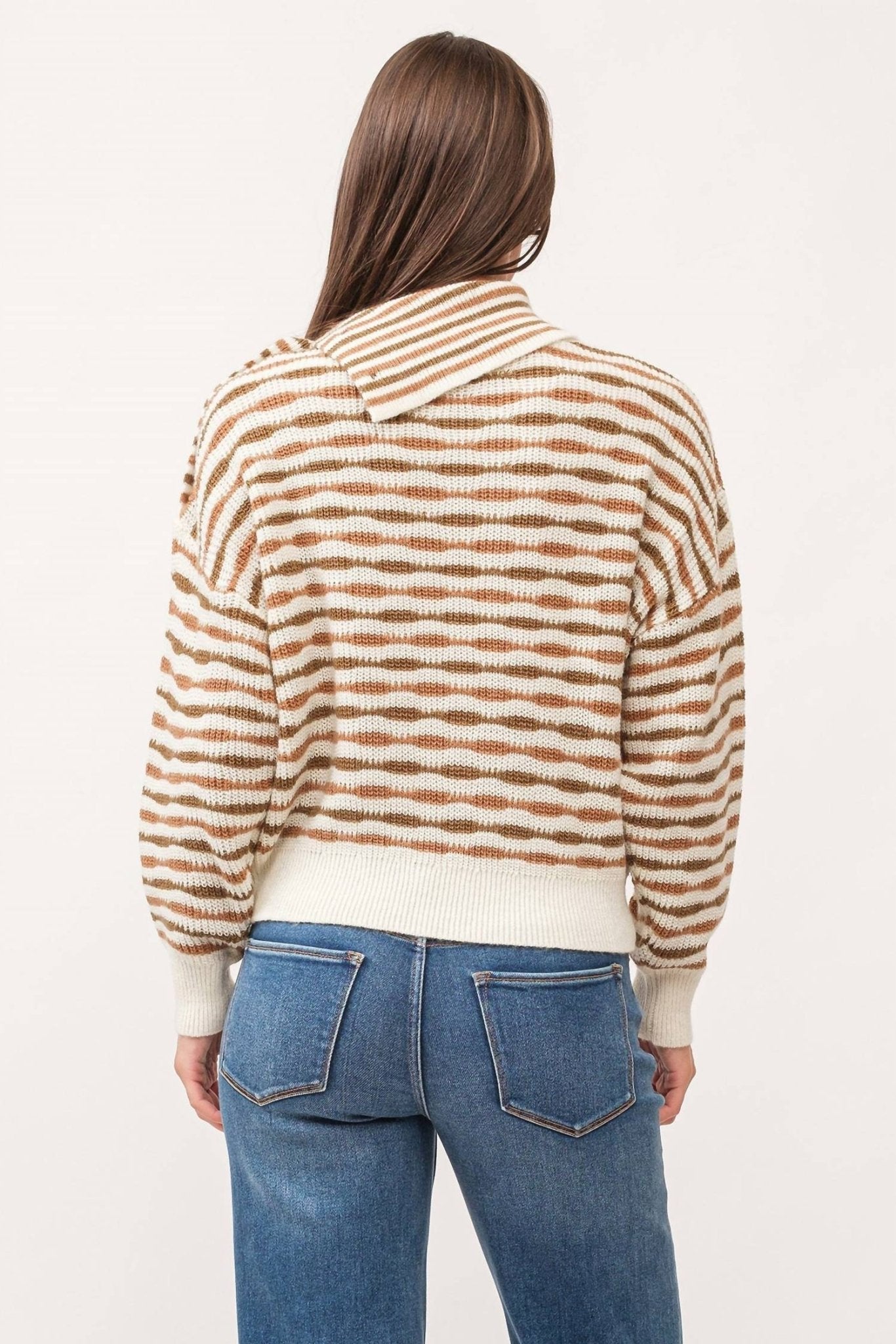 Dear John Denim - Ingrid Button Striped Sweater - acrylic - brown - clothing