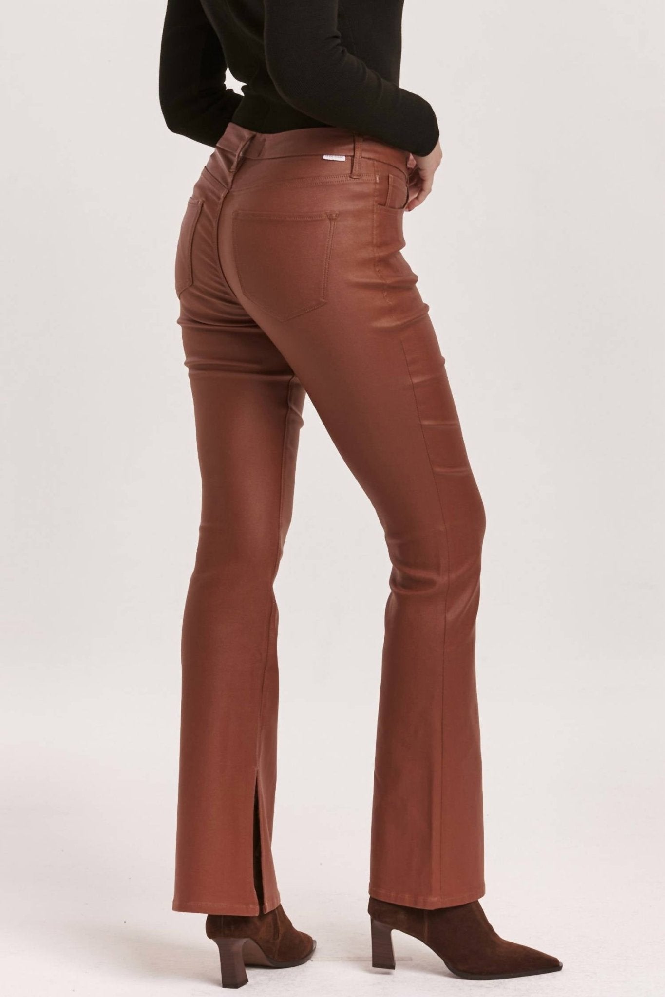 Dear John Denim - Jaxtyn Bootcut Leather Jeans - boot - cut - brown - clothing