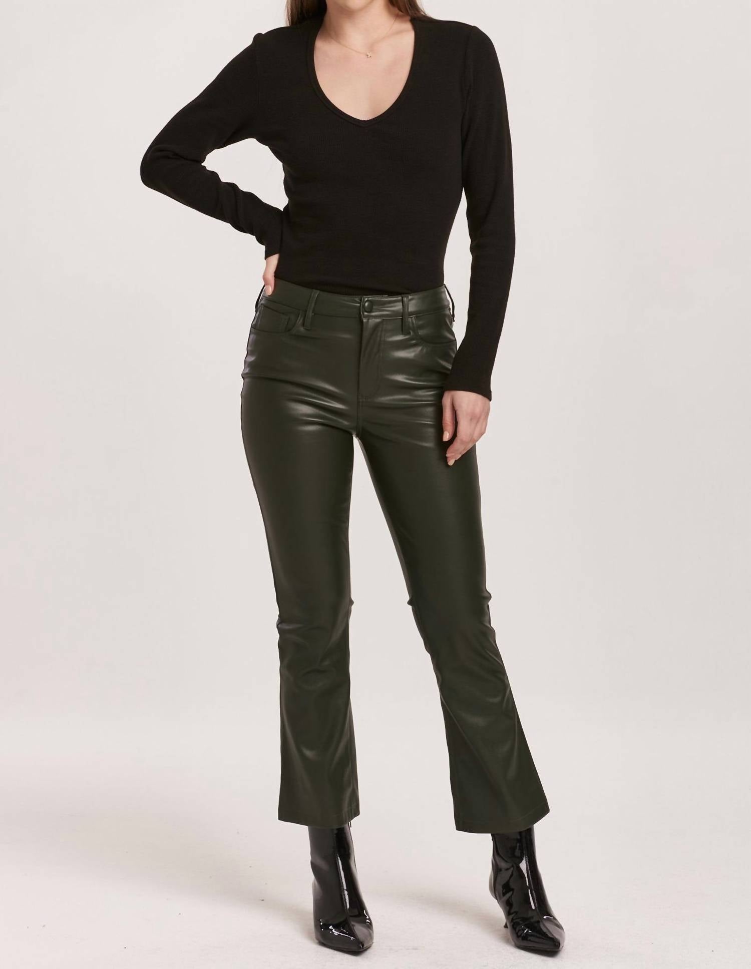 Dear John Denim - Jeanne Flare Leather Crop Pants - ankle - clothing - cropped