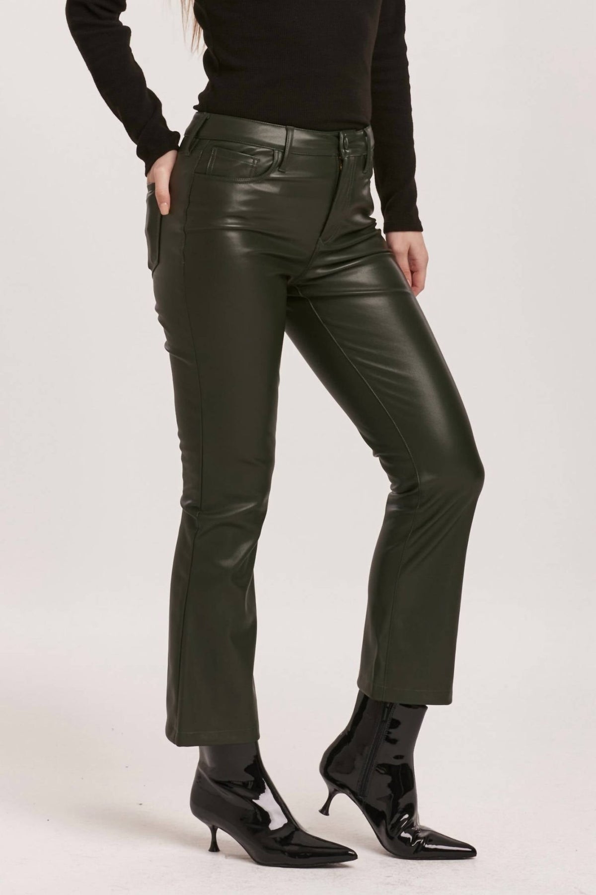 Dear John Denim - Jeanne Flare Leather Crop Pants - ankle - clothing - cropped