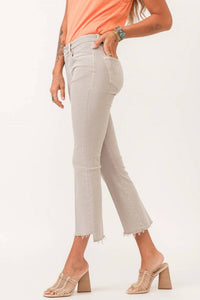 Dear John Denim - Jeanne High Rise Cropped Flare Jeans - beige - clothing - cotton - blend