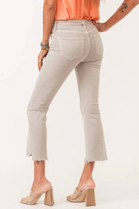 Dear John Denim - Jeanne High Rise Cropped Flare Jeans - beige - clothing - cotton - blend