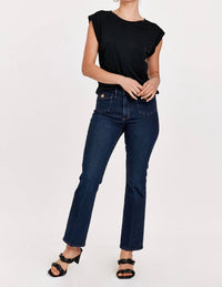 Dear John Denim - Jeanne Super High Rise Cropped Flare Jeans - blue - clothing - cotton - blend