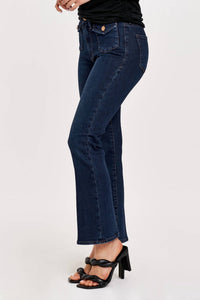 Dear John Denim - Jeanne Super High Rise Cropped Flare Jeans - blue - clothing - cotton - blend