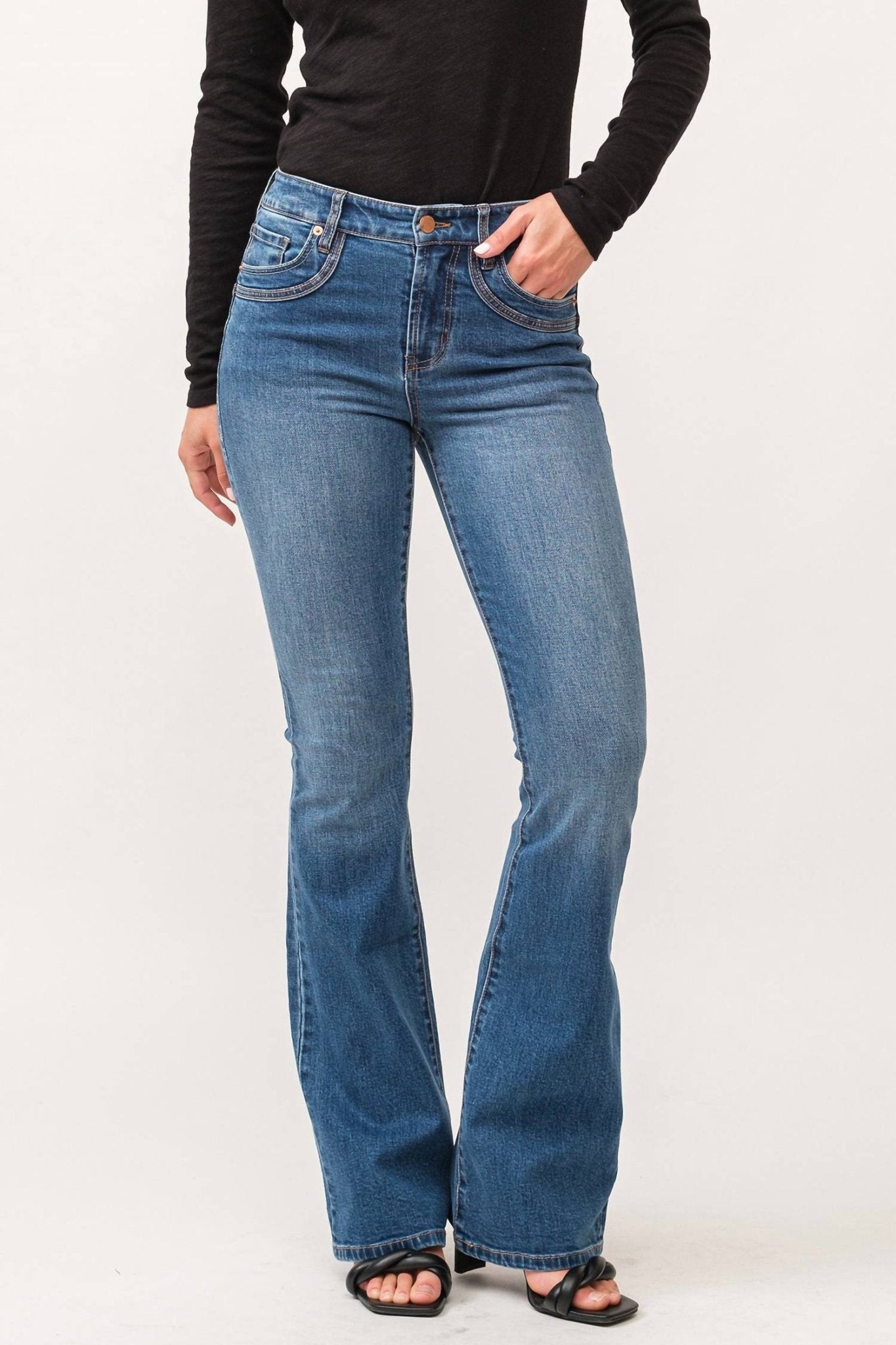 Dear John Denim - Laney Flare Jeans - blue - clothing - cotton - blend