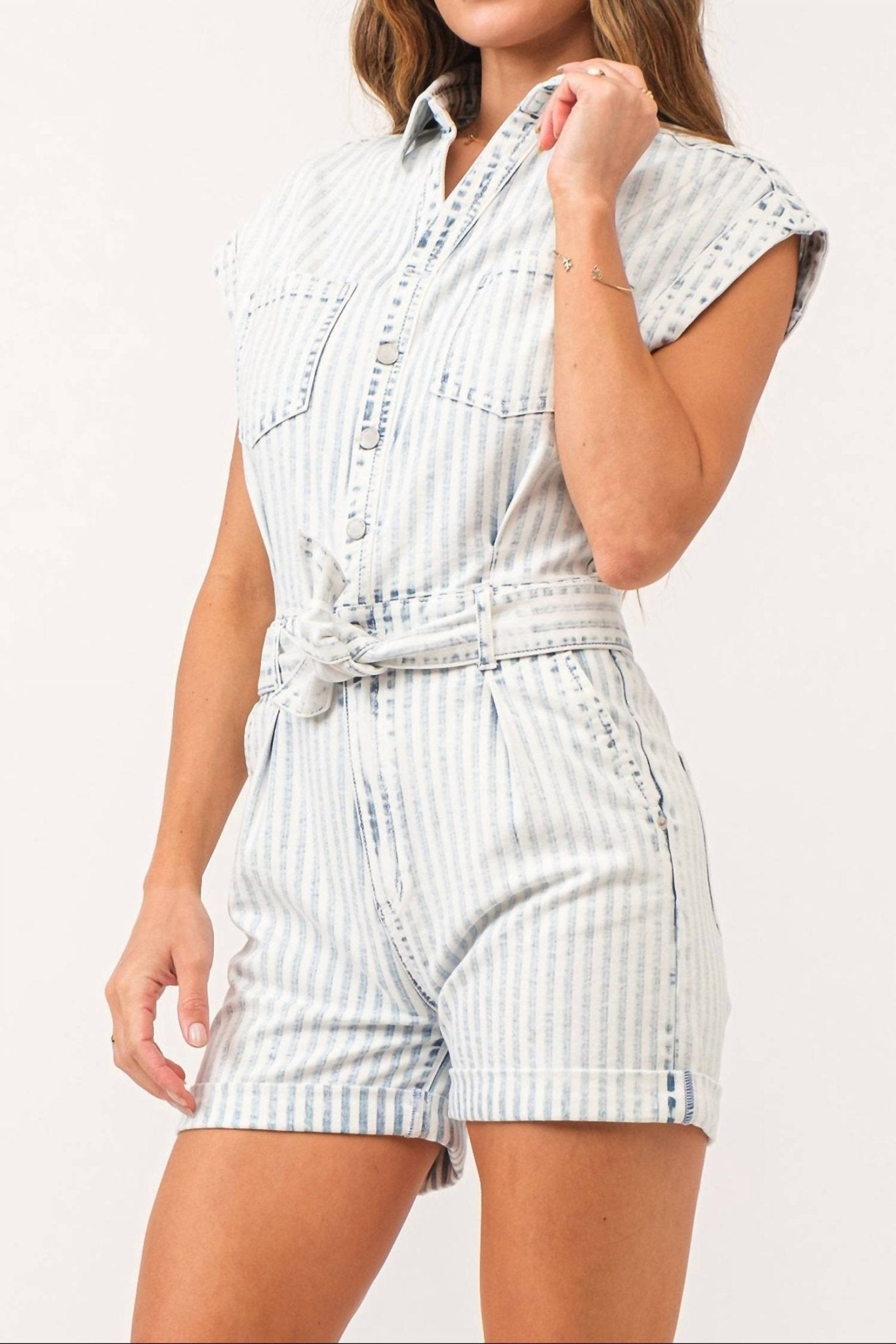 Dear John Denim - Marley Denim Romper - blue - clothing - cotton - blend