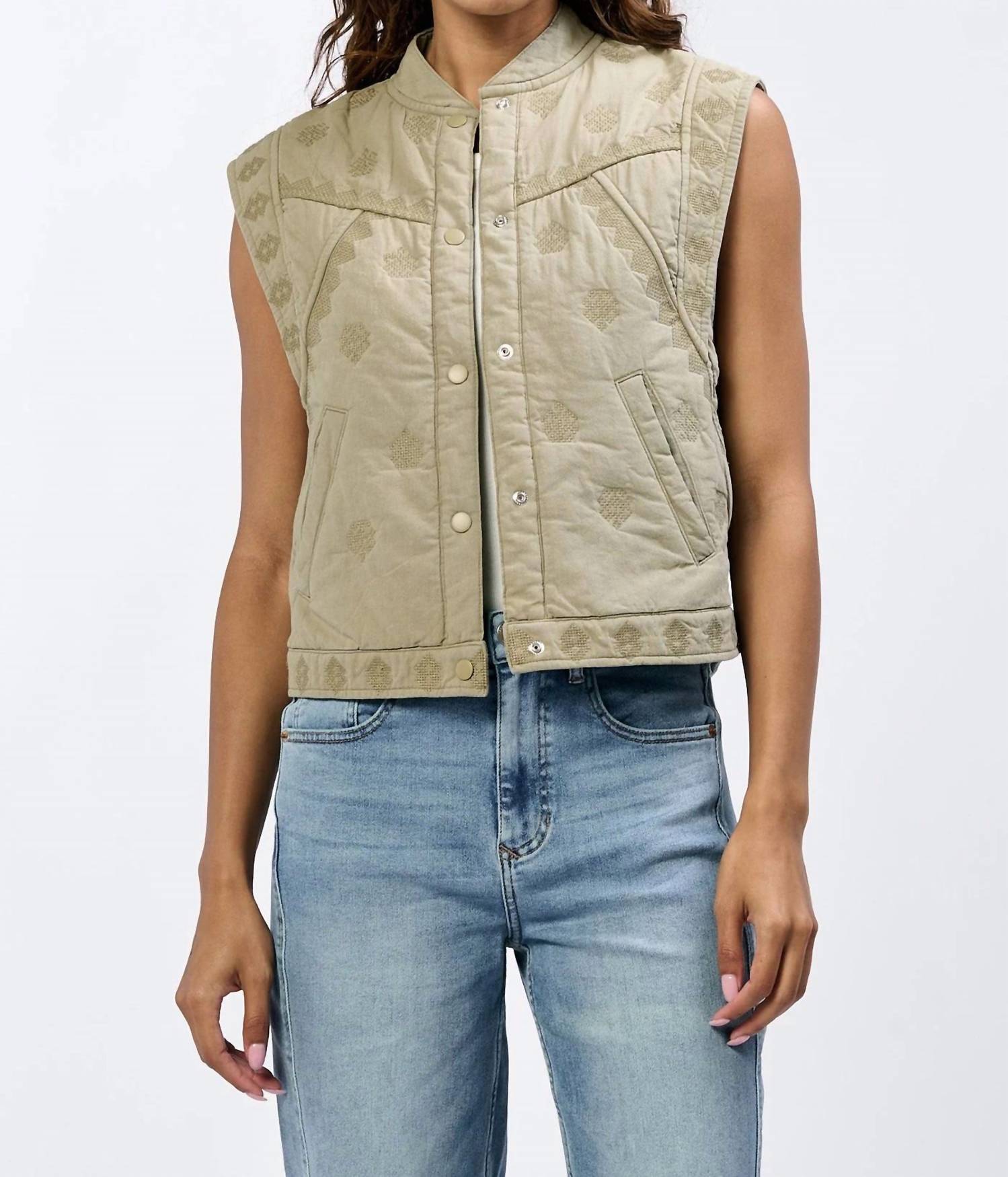 Dear John Denim - Mina Branch Vest - clothing - cotton - green