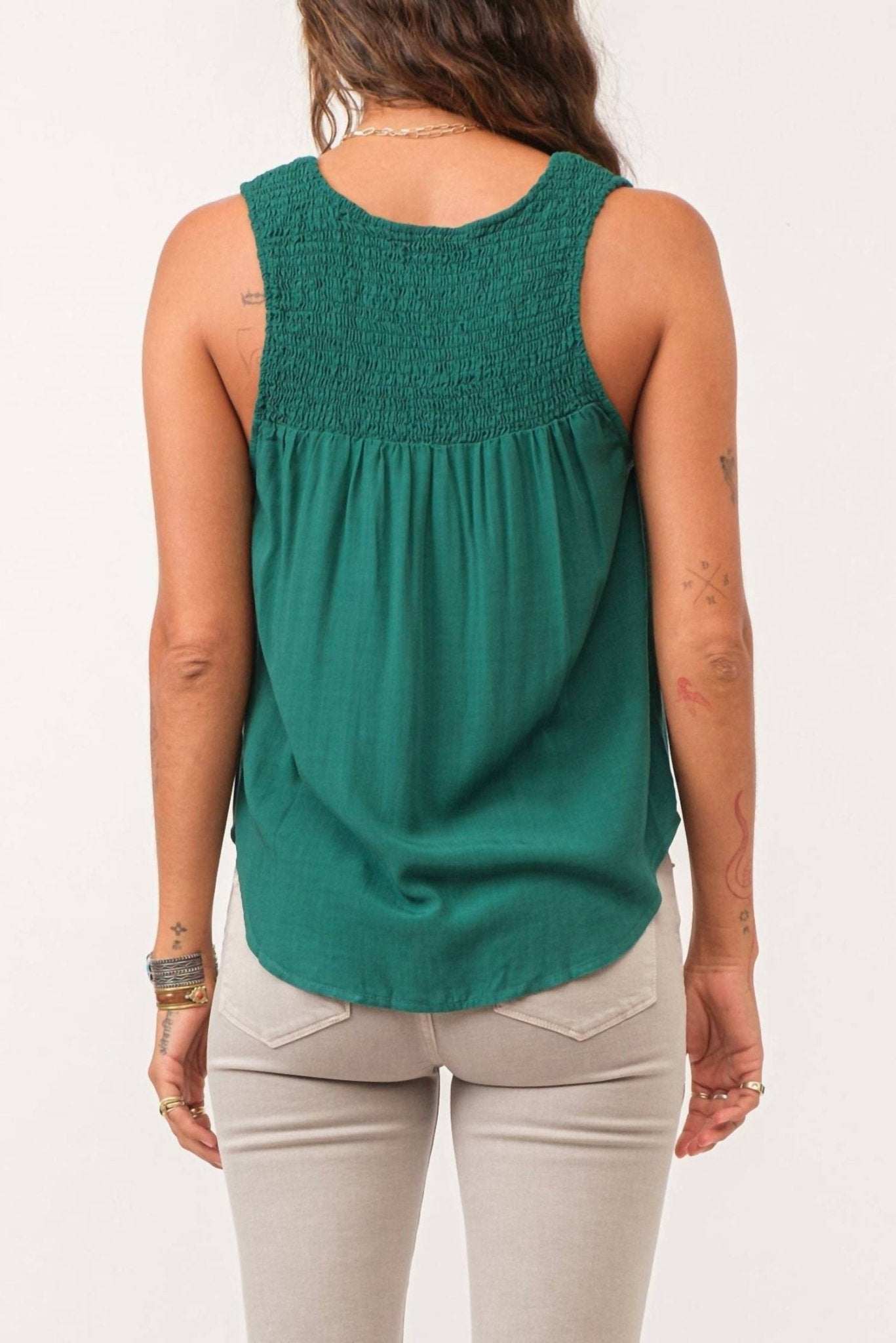 Dear John Denim - Paige Ruched Tank - clothing - green - rayon