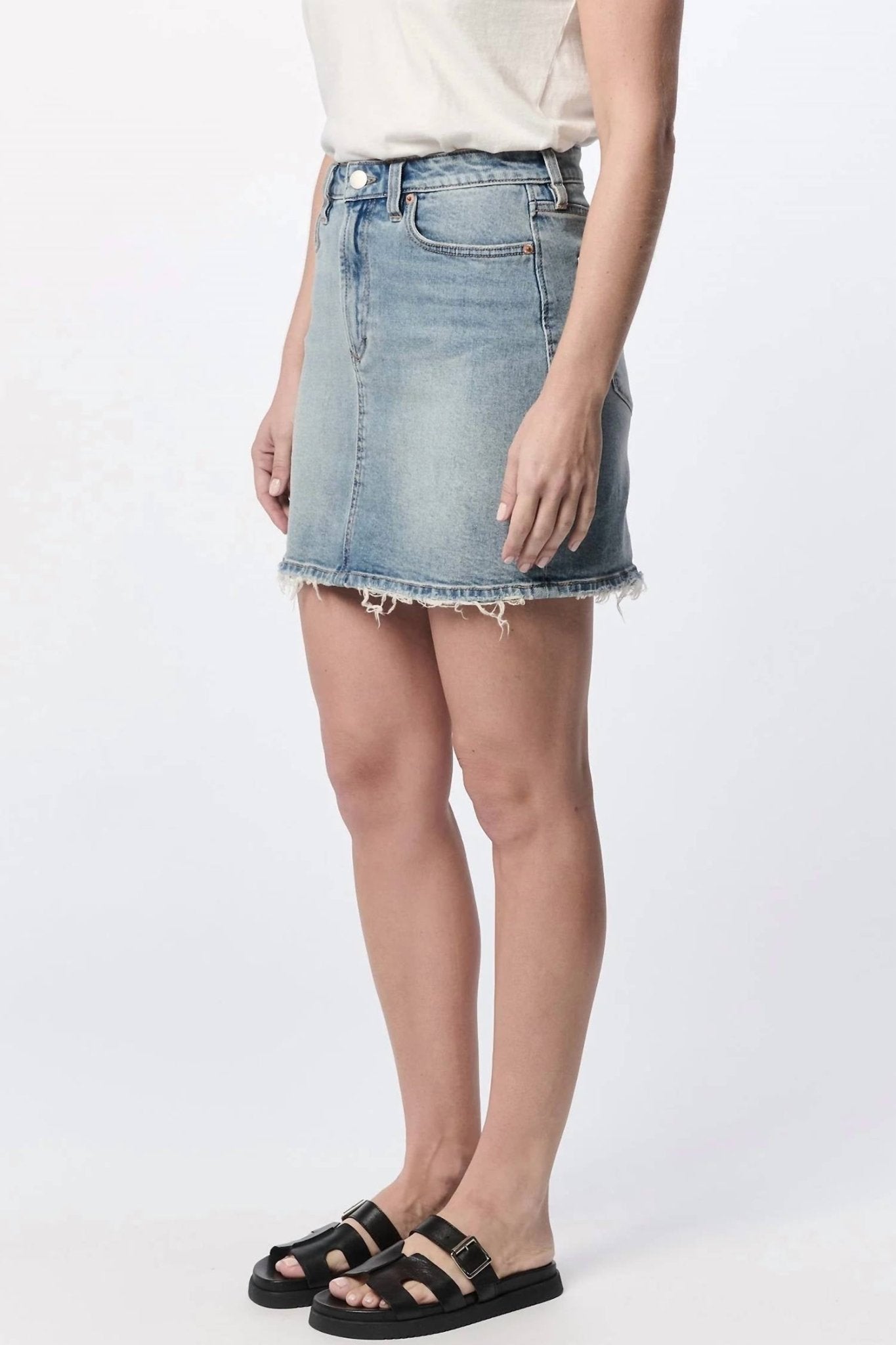 Dear John Denim - Quinn High Rise Denim Mini Skirt - blue - clothing - cotton - blend
