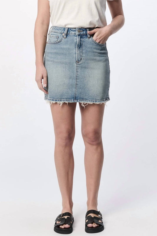 Dear John Denim - Quinn High Rise Denim Mini Skirt - blue - clothing - cotton - blend