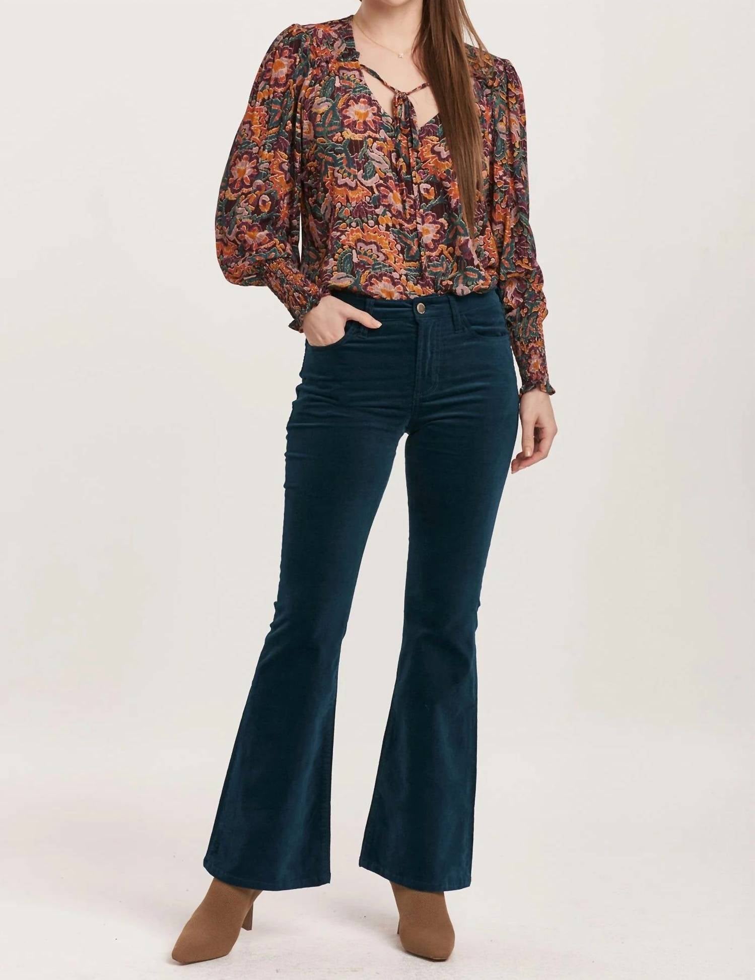 Dear John Denim - Rosa Mid Rise Full Inseam Flare Pants - blue - boot - cut - clothing