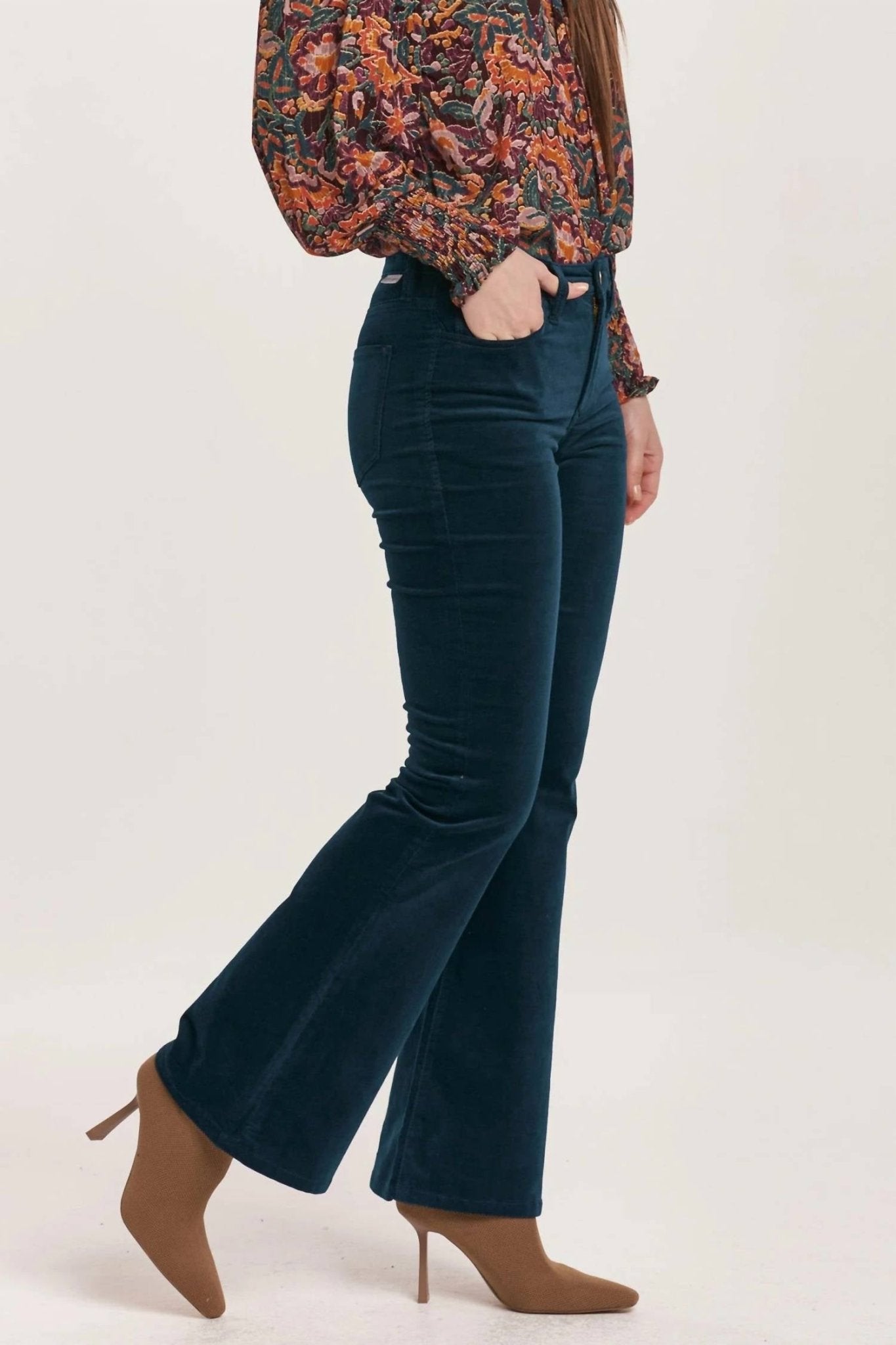 Dear John Denim - Rosa Mid Rise Full Inseam Flare Pants - blue - boot - cut - clothing