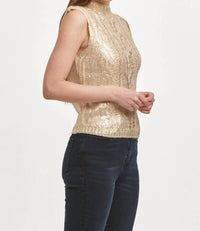 Dear John Denim - Tatiana Round Neck Sleeveless Fitted Sweater - acrylic - beige - clothing