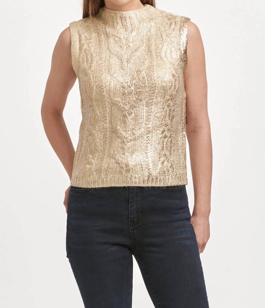 Dear John Denim - Tatiana Round Neck Sleeveless Fitted Sweater - acrylic - beige - clothing