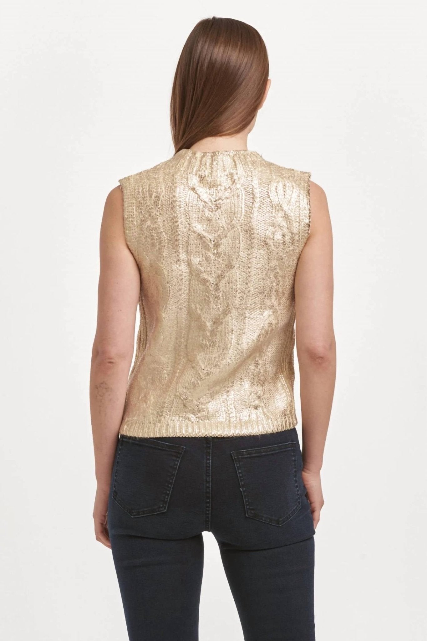 Dear John Denim - Tatiana Round Neck Sleeveless Fitted Sweater - acrylic - beige - clothing