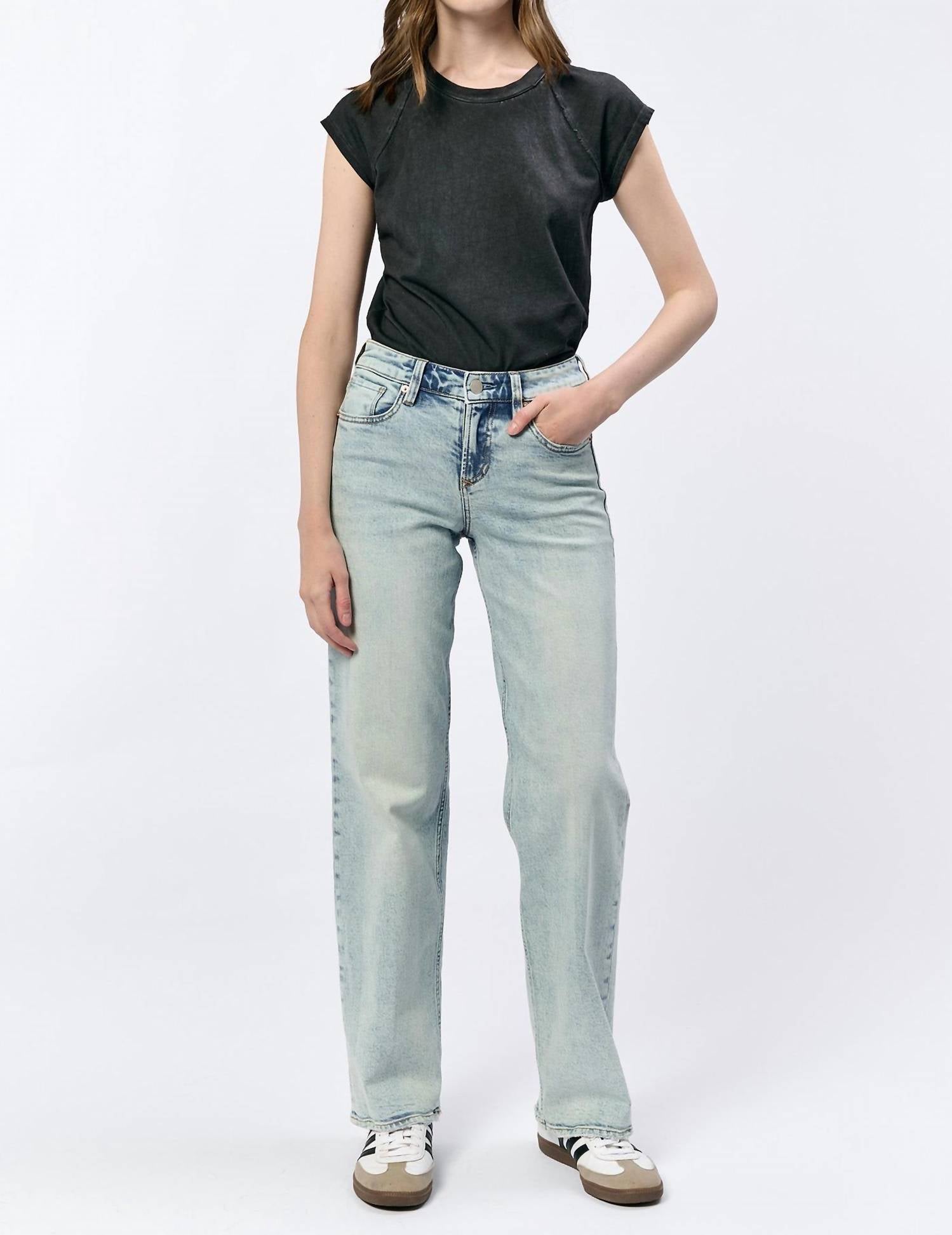 Dear John Denim - Taylor High Rise Straight Leg Jean - blue - clothing - cotton - blend