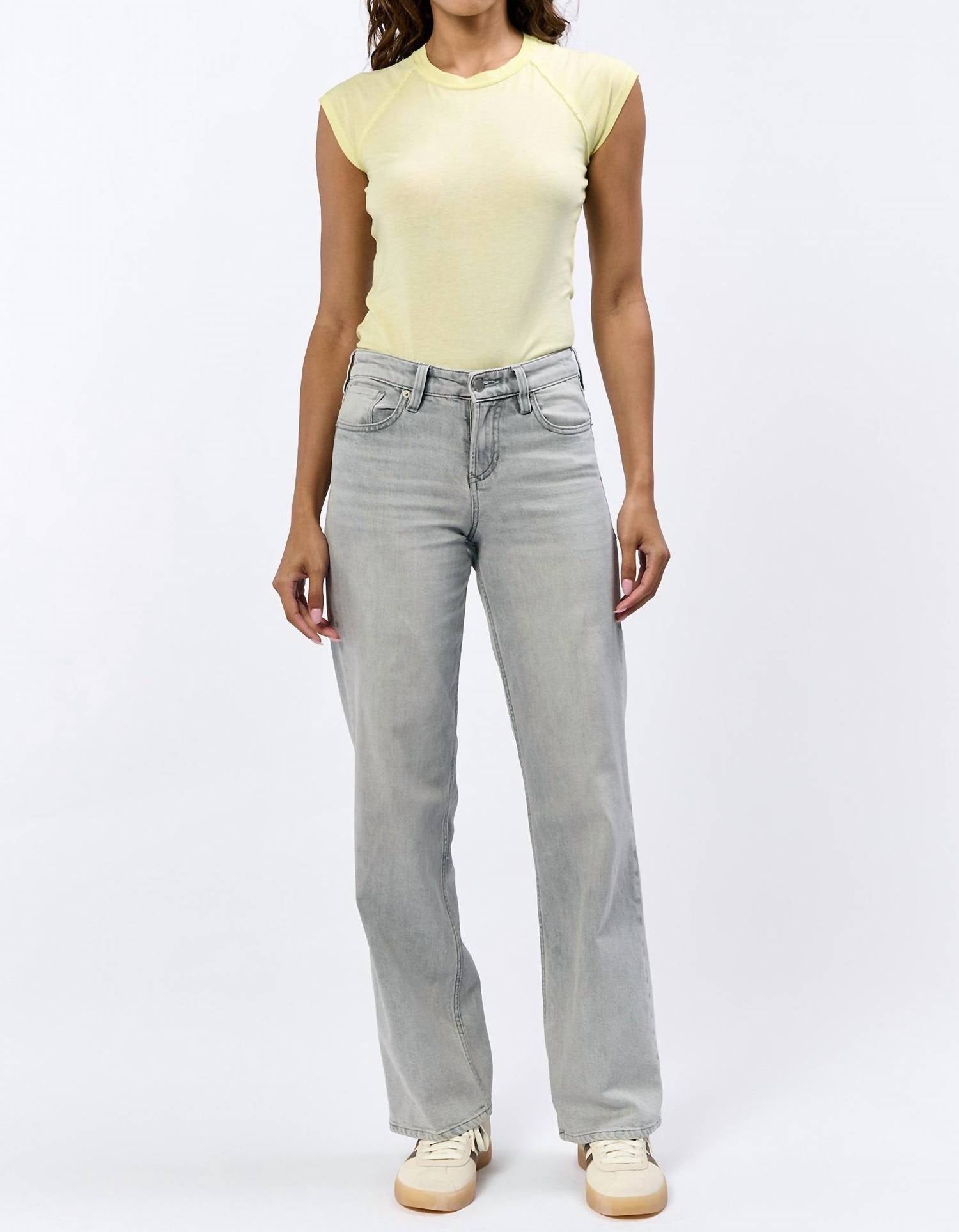 Dear John Denim - Taylor High Rise Straight Leg Jean - clothing - cotton - blend - grey