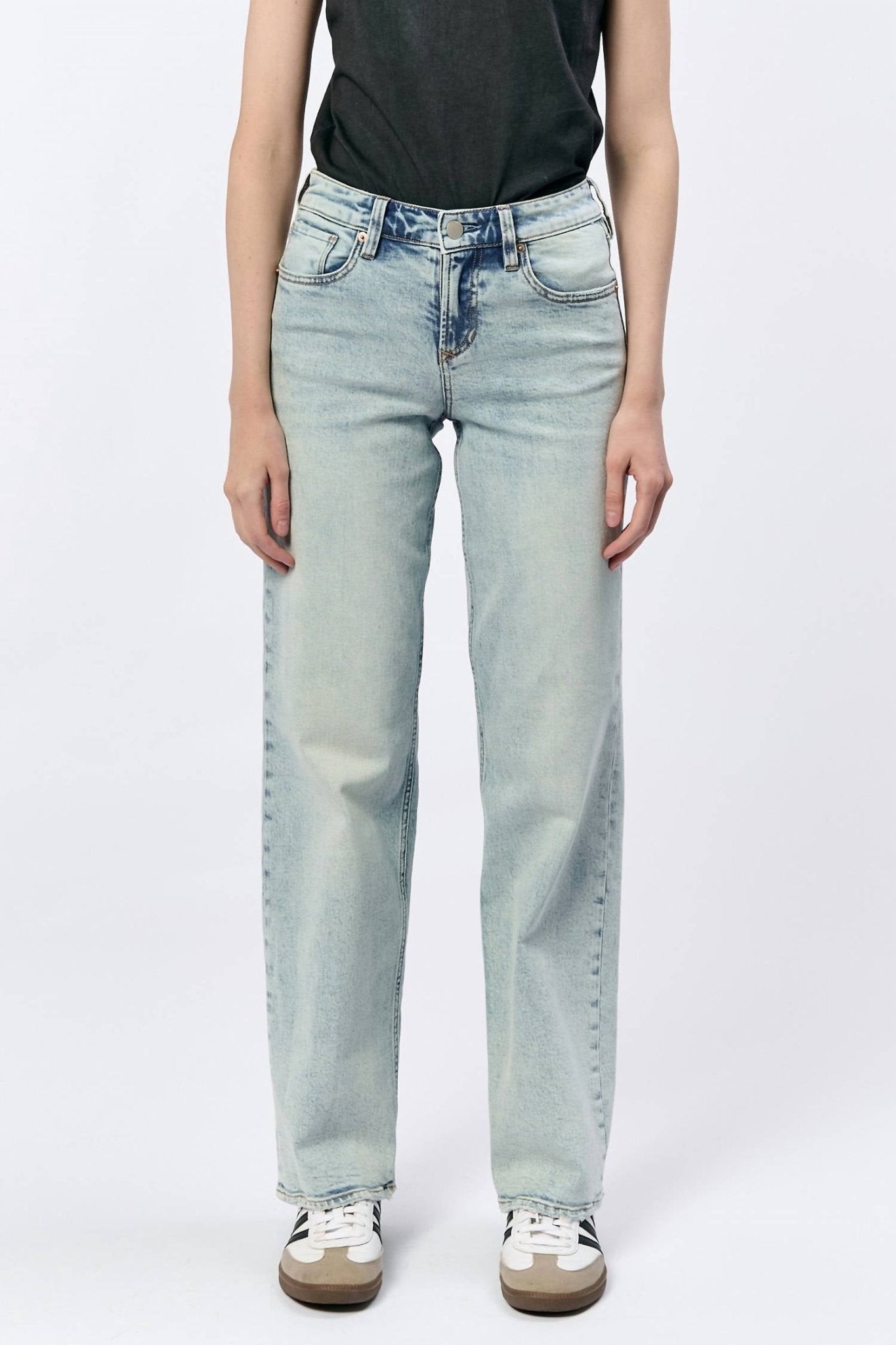 Dear John Denim - Taylor High Rise Straight Leg Jean - blue - clothing - cotton - blend