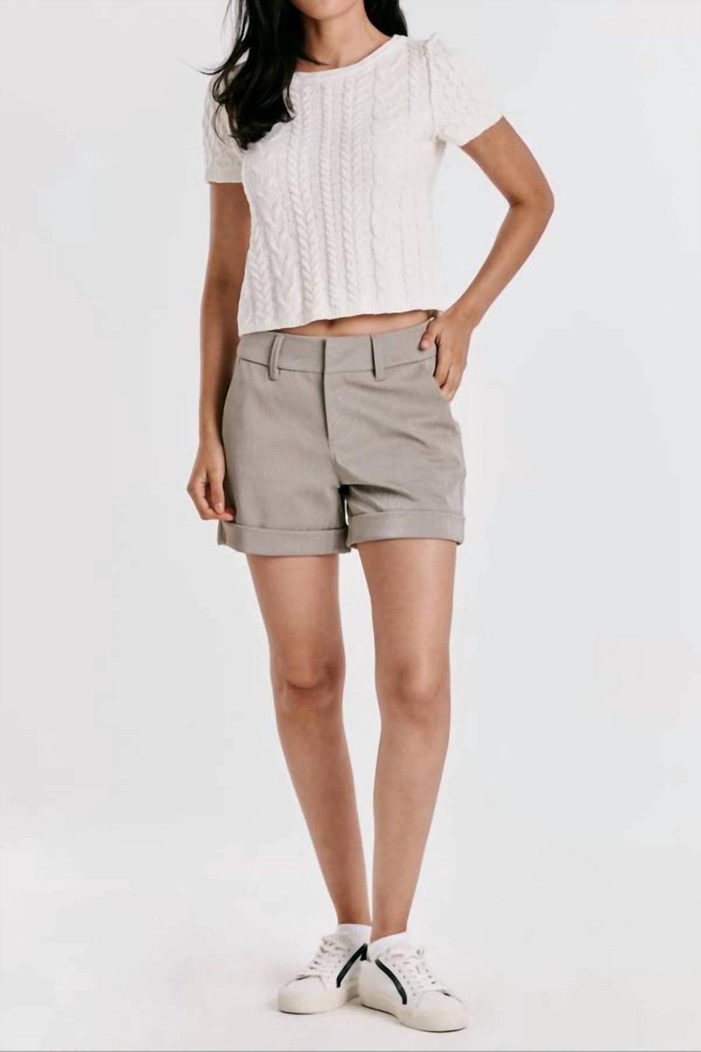 Dear John Denim - The Hampton High Rise Coated Short - clothing - cotton - grey