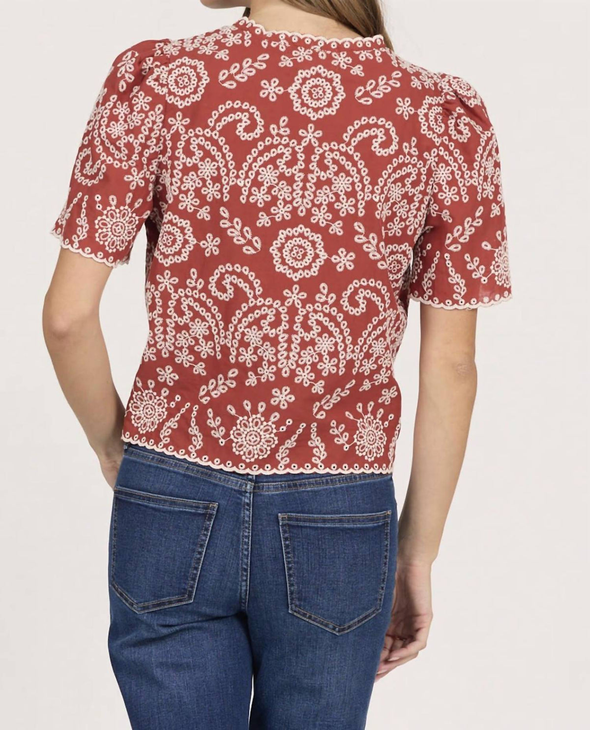 Dear John Denim - Tie Front Embroidery Top