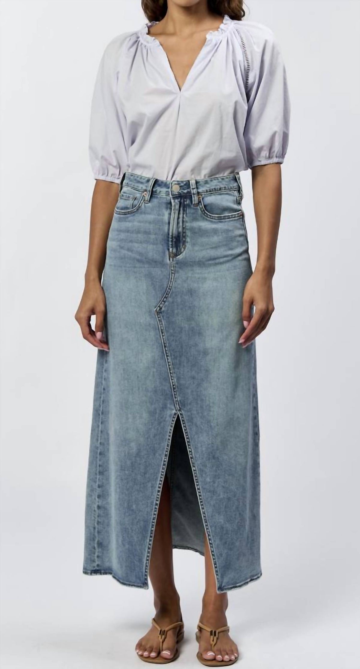 Dear John Denim - VIANNA CLEAN HEM FRONT SLIT DENIM SKIRT