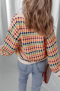 Dear Lover - Dotty Striped Pattern Knit Drop Shoulder Sweater